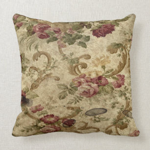 Vintage Wine Shabby Chic Roses Cushion