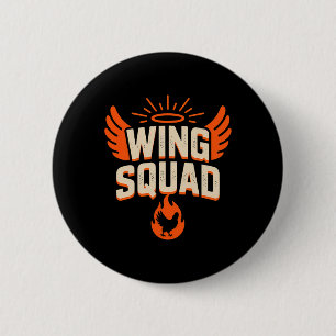 Vintage Wing Squad Chicken Bbq Party Family Humour 6 Cm Round Badge