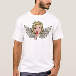 Vintage Wink Angel: Retro Pop Art Heart T-Shirt