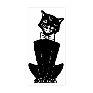 Vintage Winking Black Cat Rubber Stamp
