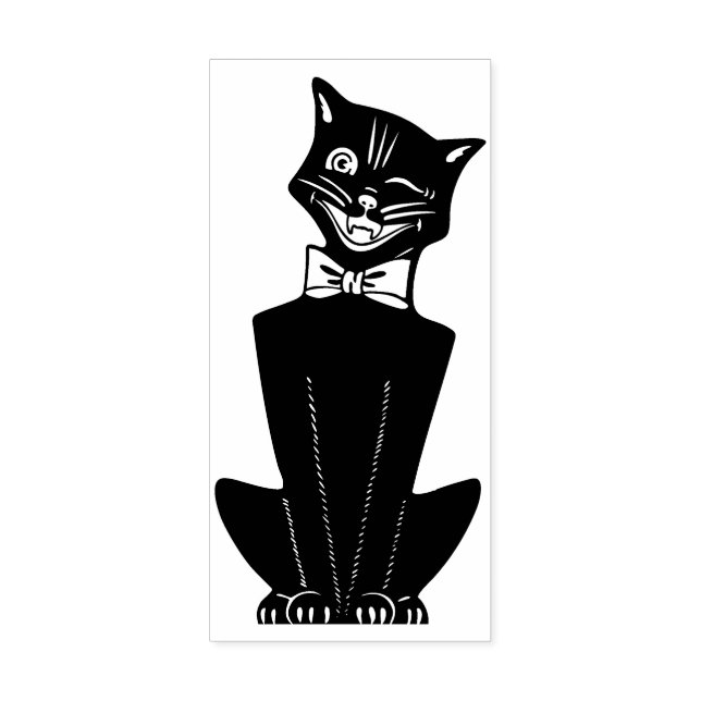 Vintage Winking Black Cat Rubber Stamp (Imprint)