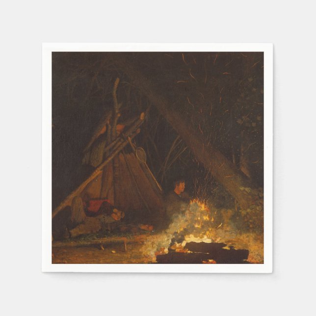 Vintage Winslow Homer Camp Fire Napkin (Front)