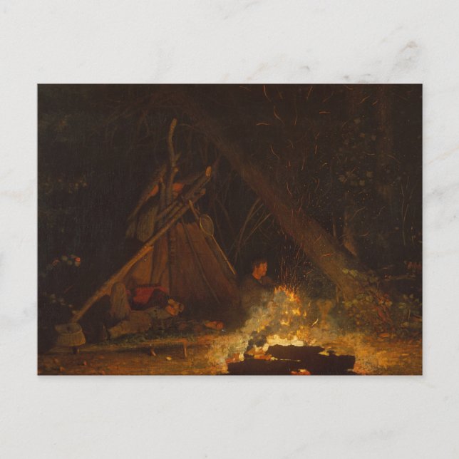 Vintage Winslow Homer Camp Fire Postcard (Front)