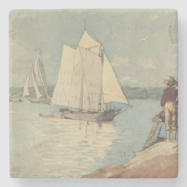 Vintage Winslow Homer Clear Sailing Stone Coaster (Front)