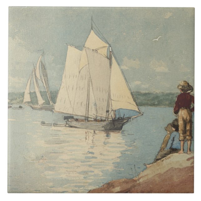 Vintage Winslow Homer Clear Sailing Tile (Front)