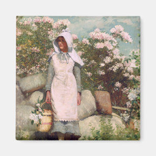 Vintage Winslow Homer Girl and Laurel Magnet