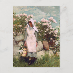 Vintage Winslow Homer Girl and Laurel Postcard
