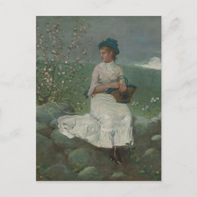 Vintage Winslow Homer Peach Blossoms Postcard (Front)