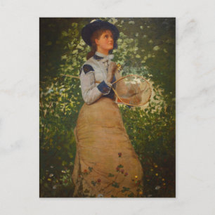 Vintage Winslow Homer The Butterfly Girl Postcard