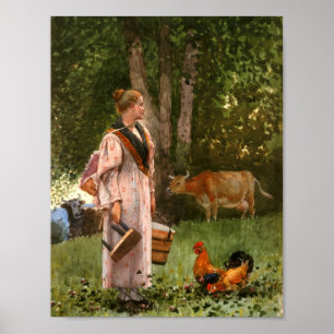 Vintage Winslow homer The Milk Maid Poster