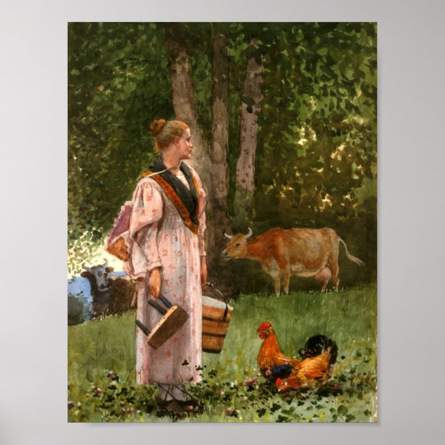 Vintage Winslow homer The Milk Maid Poster (Front)