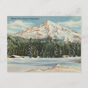 Vintage Winter at Mt. Rainier, Washington Postcard