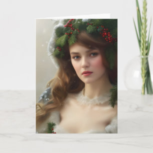 Vintage Winter Beauty Holiday   Card