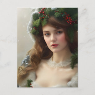 Vintage Winter Beauty Holiday Postcard