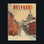 Vintage Winter Belfast Travel  Postcard<br><div class="desc">Step back in time with this charming vintage winter travel poster celebrating Belfast, Northern Ireland. Perfect for history enthusiasts and travelers alike, this artwork captures the city's iconic landmarks, rich culture, and festive charm during the colder months. Add a touch of nostalgia to your walls with this beautifully designed piece...</div>