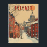 Vintage Winter Belfast Travel  Postcard<br><div class="desc">Step back in time with this charming vintage winter travel poster celebrating Belfast, Northern Ireland. Perfect for history enthusiasts and travelers alike, this artwork captures the city's iconic landmarks, rich culture, and festive charm during the colder months. Add a touch of nostalgia to your walls with this beautifully designed piece...</div>