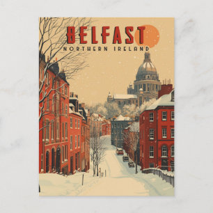Vintage Winter Belfast Travel Postcard