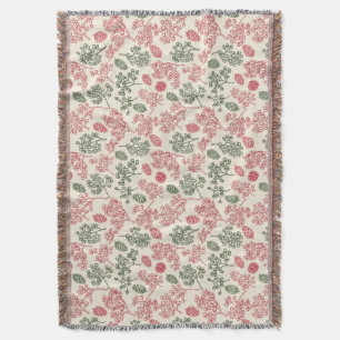 Vintage Winter Berries and Pinecones Throw Blanket
