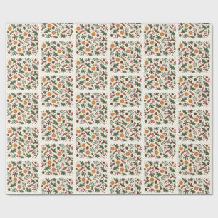 Vintage Winter Berries Dried Orange Botanical Wrapping Paper