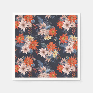 Vintage Winter Botanicals Pattern Christmas Napkin