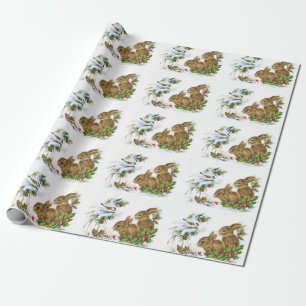 Vintage Winter Bunnies Wrapping Paper