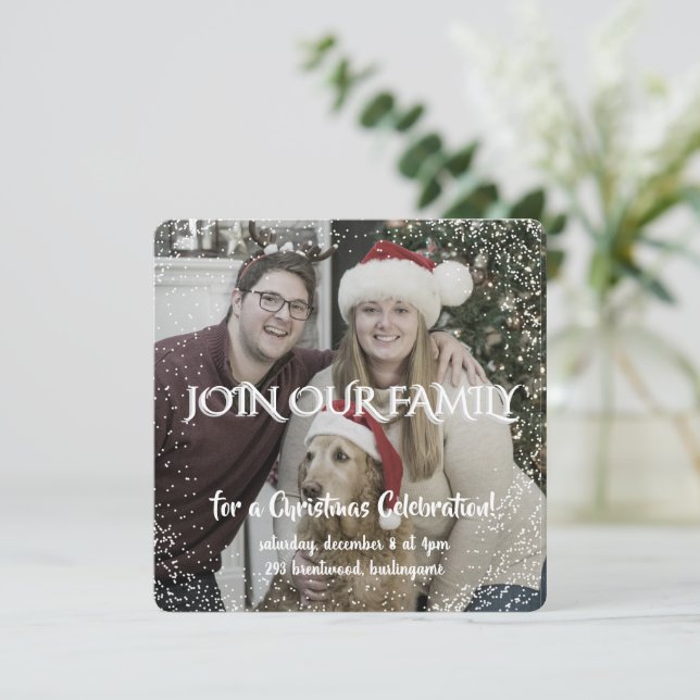 Vintage Winter Christmas Elegance Personalized  Invitation (Standing Front)