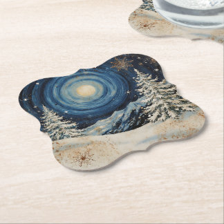 Vintage Winter Christmas Escape Paper Coaster