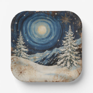 Vintage Winter Christmas Escape Paper Plate