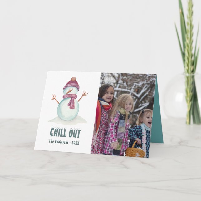 Vintage Winter Christmas Family Photo Holiday Card (Front)