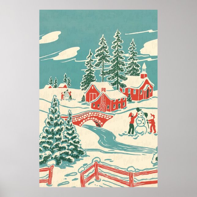 Vintage Winter Christmas Poster (Front)