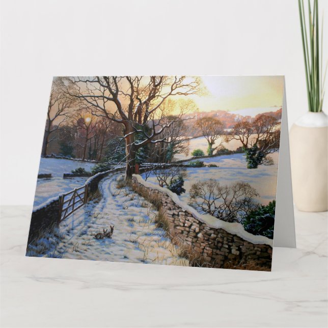 Vintage Winter Christmas snowy landscape Card (Front)