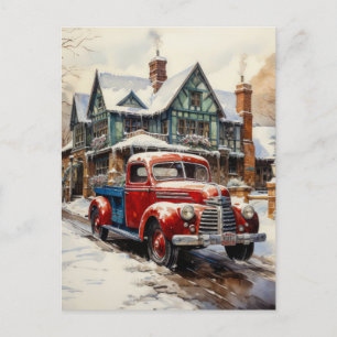 Vintage Winter Christmas Townhouse Postcard