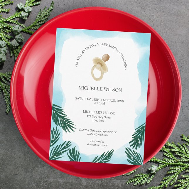 Vintage Winter Christmas Tree Baby Shower Invitation (Creator Uploaded)