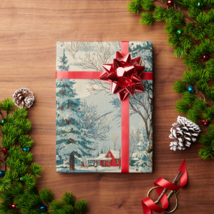 Vintage Winter Christmas Village II Wrapping Paper