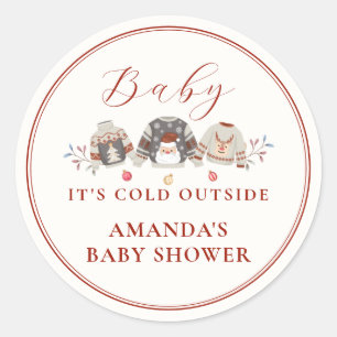 Vintage Winter Clothes Christmas Baby Shower Classic Round Sticker