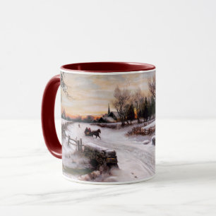 Vintage Winter Country Scene Christmas Gift  Mug