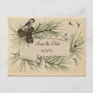 Vintage, Winter,  Country Wedding, Save the Date Announcement Postcard