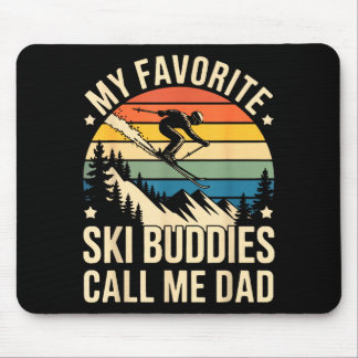 Vintage winter dad saying favourite ski buddies mouse mat