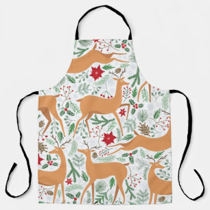 Vintage winter deer seamless pattern. Christmas ba Apron