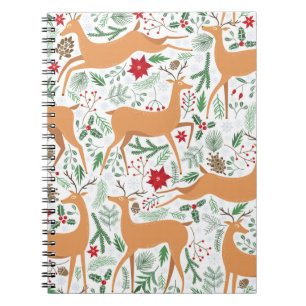 Vintage winter deer seamless pattern. Christmas ba Notebook