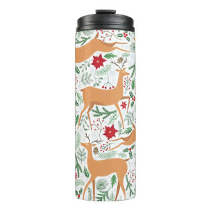 Vintage winter deer seamless pattern. Christmas ba Thermal Tumbler