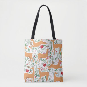 Vintage winter deer seamless pattern. Christmas ba Tote Bag