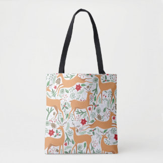 Vintage winter deer seamless pattern. Christmas ba Tote Bag