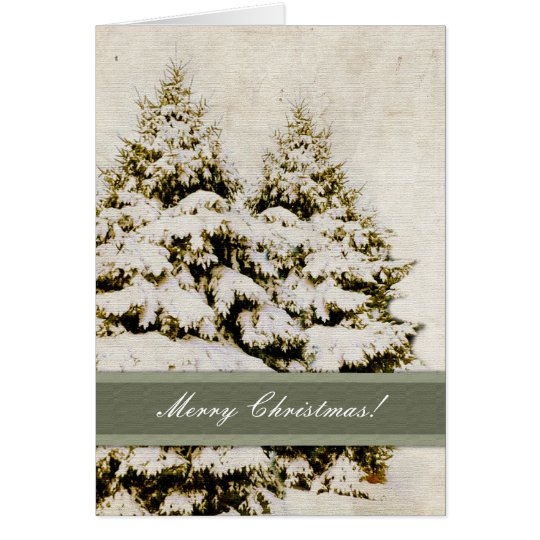 Vintage Winter Evergreens Christmas Card