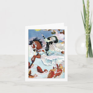Vintage Winter Fairy With Angels Holiday Greeting