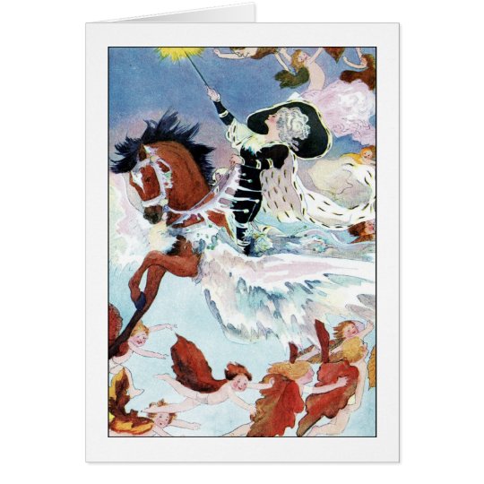 Vintage Winter Fairy With Angels Holiday Greeting Card