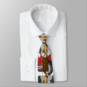 Vintage Winter Fashion Illustration Elegant 1920s Tie