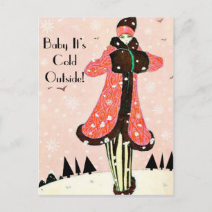 Vintage Winter Fashion Postcard