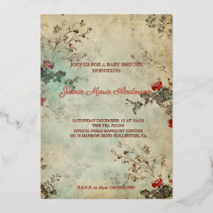 Vintage Winter Floral Christmas Baby Shower