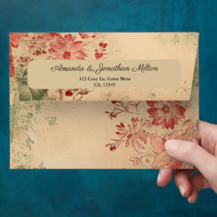 Vintage Winter Floral Christmas Pre-addressed Envelope